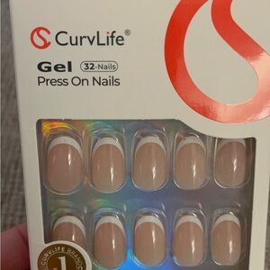 Gel Press-On Nails — Nude with White French Tip